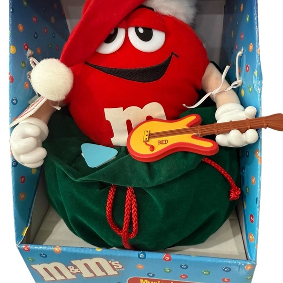 M & M’s Musical Christmas Display Santa Figure playing guitar NWT in Box - Picture 11 of 11